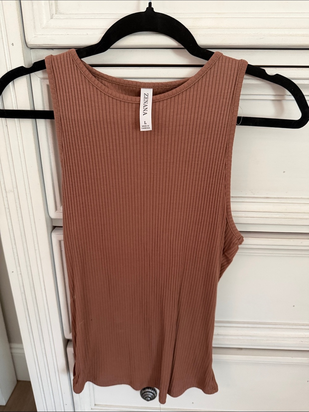 Zavana Ribbed Tank Top in Brown